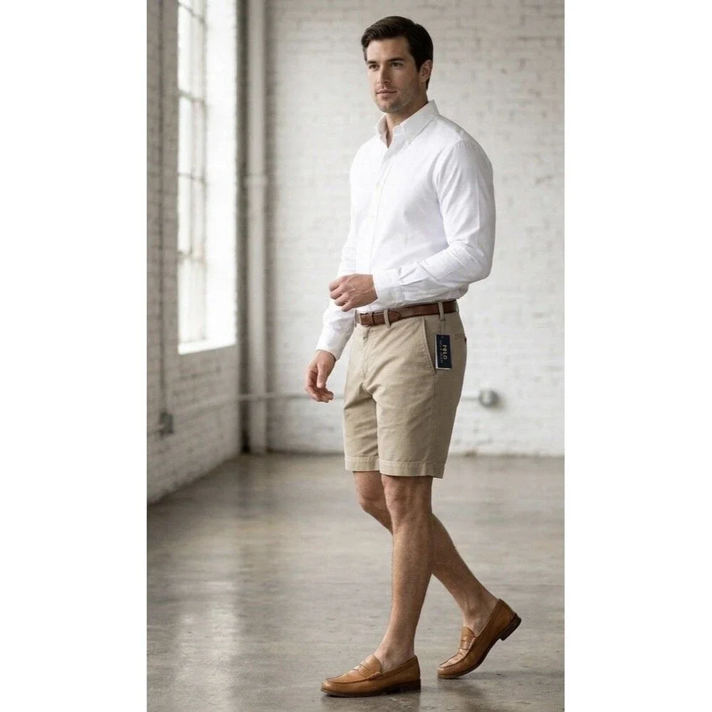 NWT Polo Ralph Lauren Stretch Classic Fit Chino Shorts Tan / Beige Size 42